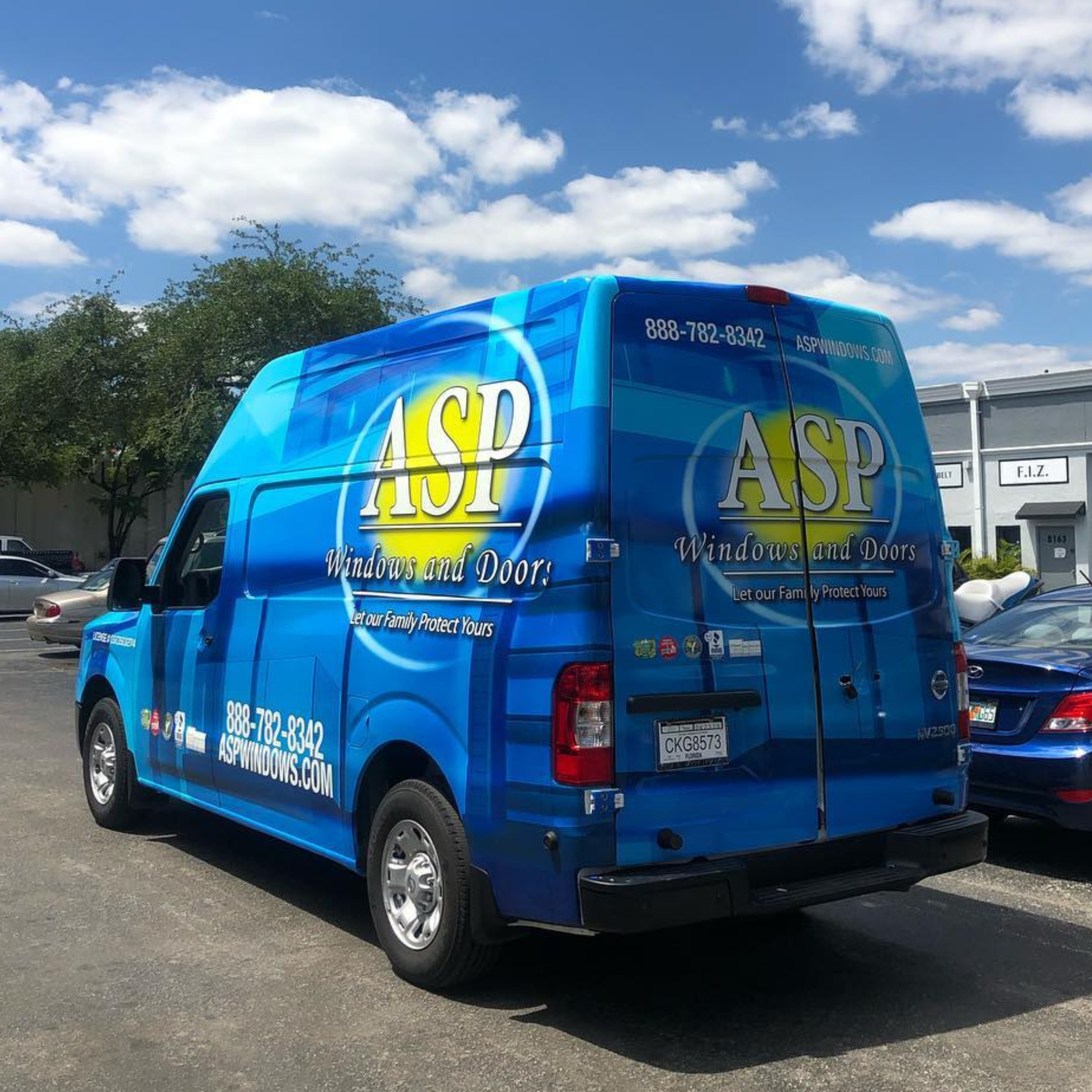 Mobile install van arriving at client driveway